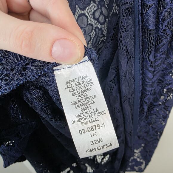 Woman Within Blue Floral Lace Stretchy Elegant Feminine Cardigan Size 32W - Picture 5 of 8